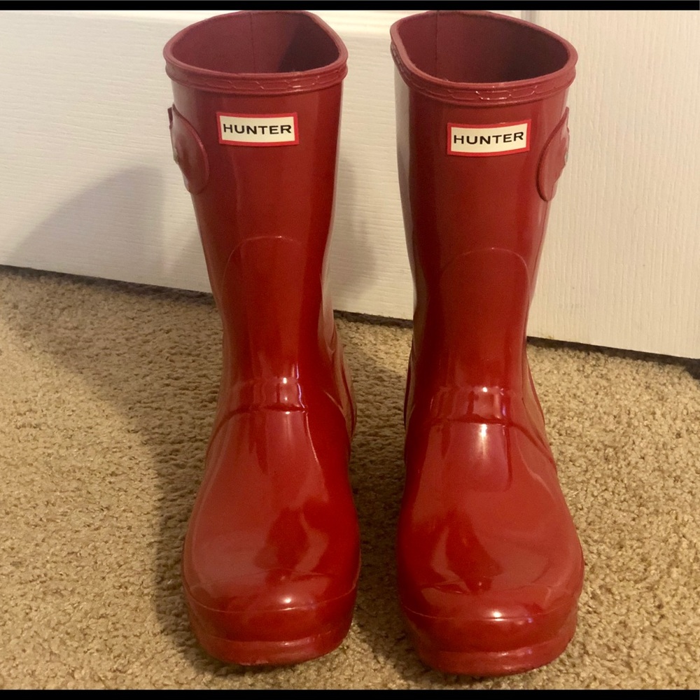 Original Hunter Short Gloss Rain Boot Military Red